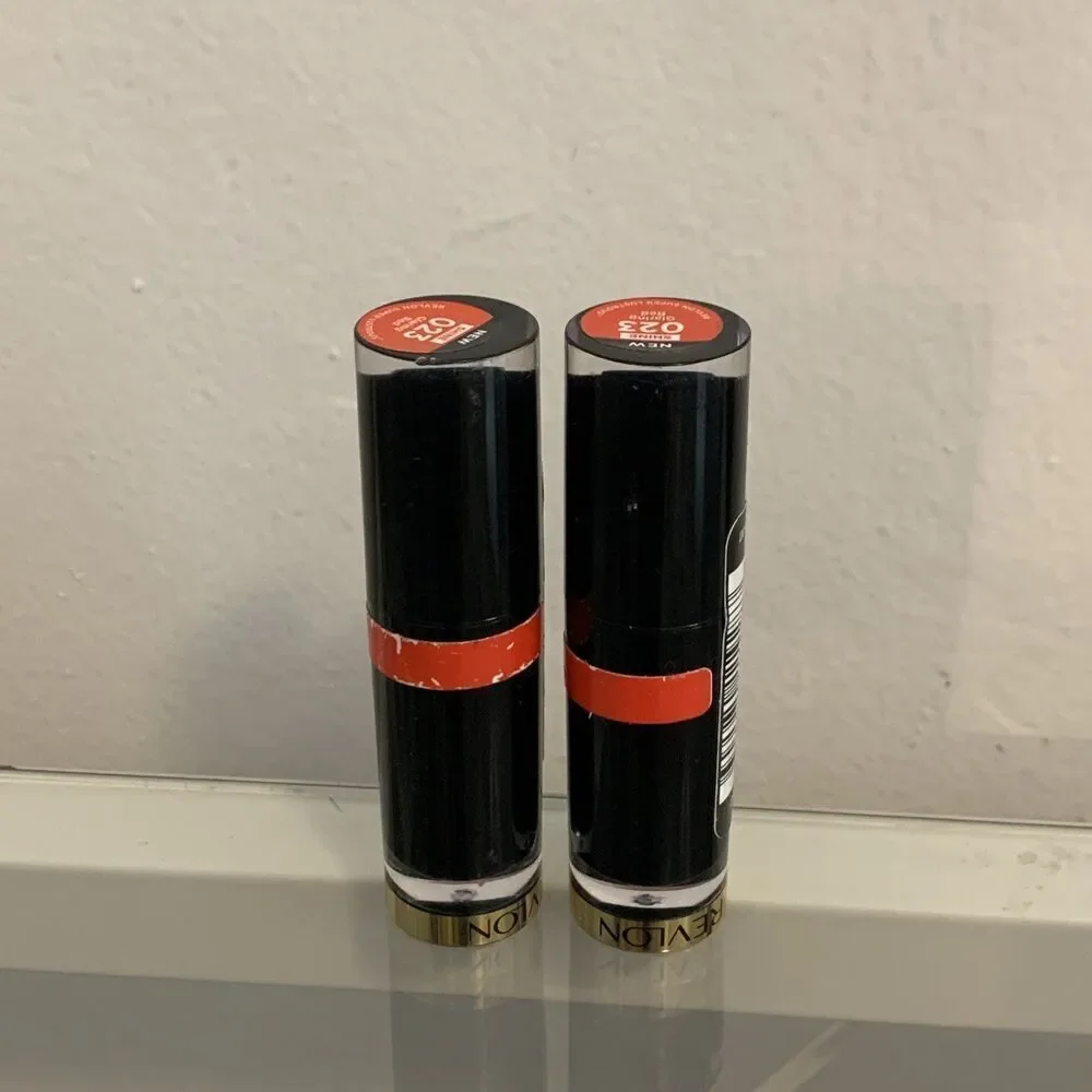 (2) Revlon Super Lustrous Glass Shine Lipstick .11oz Glazing Red Shimmer SET NEW